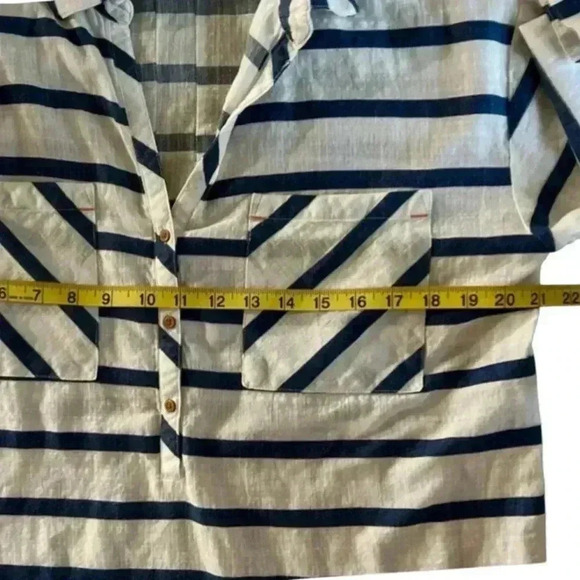 3/4 button down 100% cotton striped shirt size medium - Picture 3 of 4